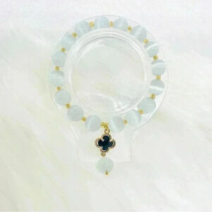 Elegant Moonstone Four-leaf Clover Bracelet